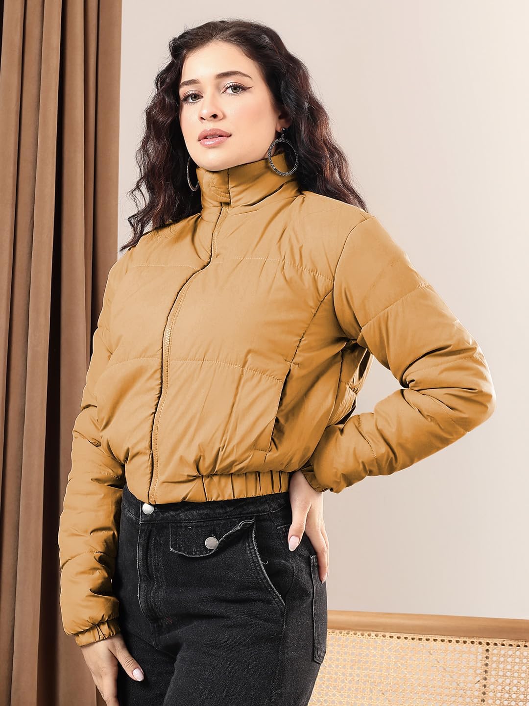 KOTTY Piumino leggero da donna, elegante, invernale, caldo e confortevole (beige, XL)