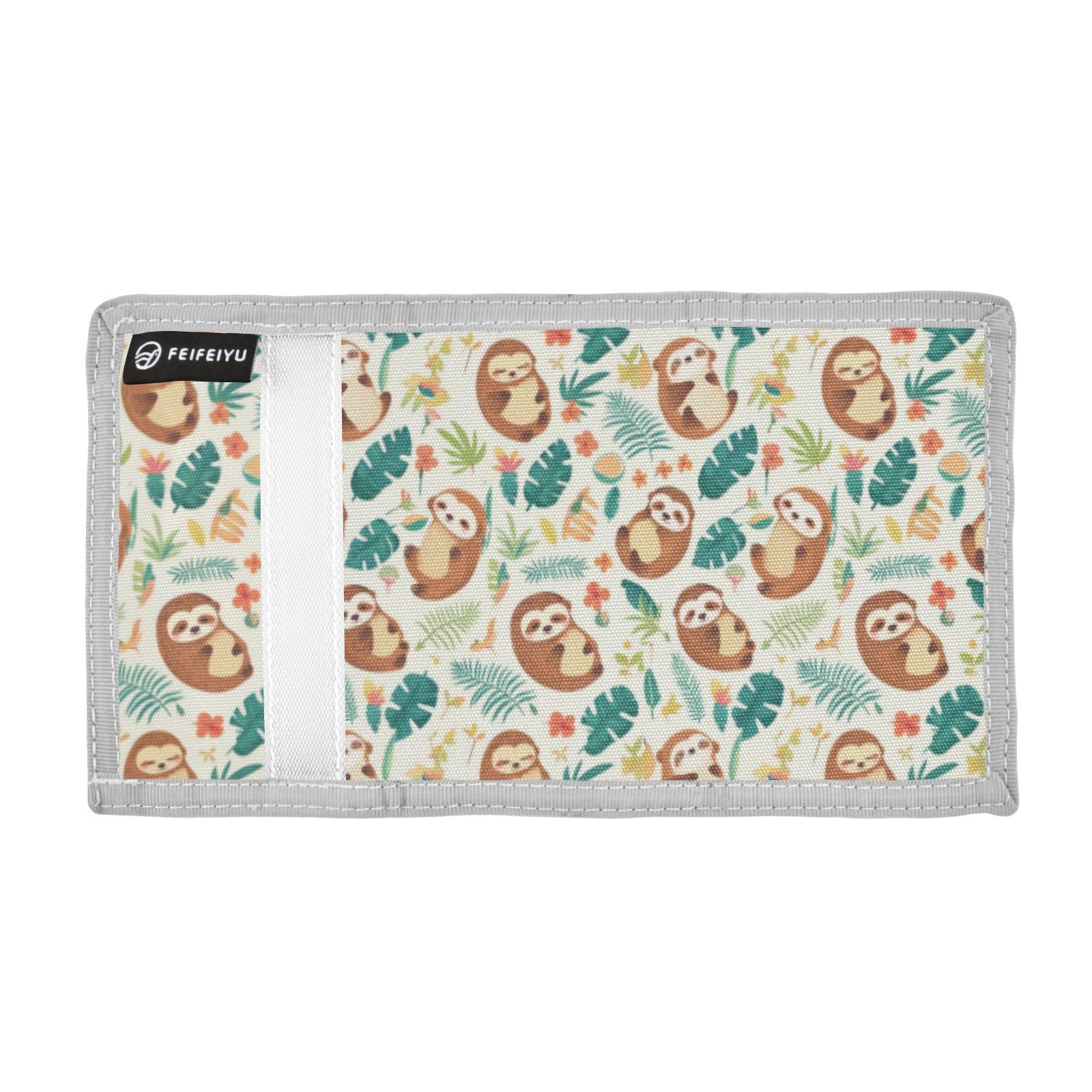 Wusikd Cute Sloth Kids Wallet for Boys Girls Coconuts Flowers Toddler Trifold Wallet Novelty Wallet for Teens Women Men