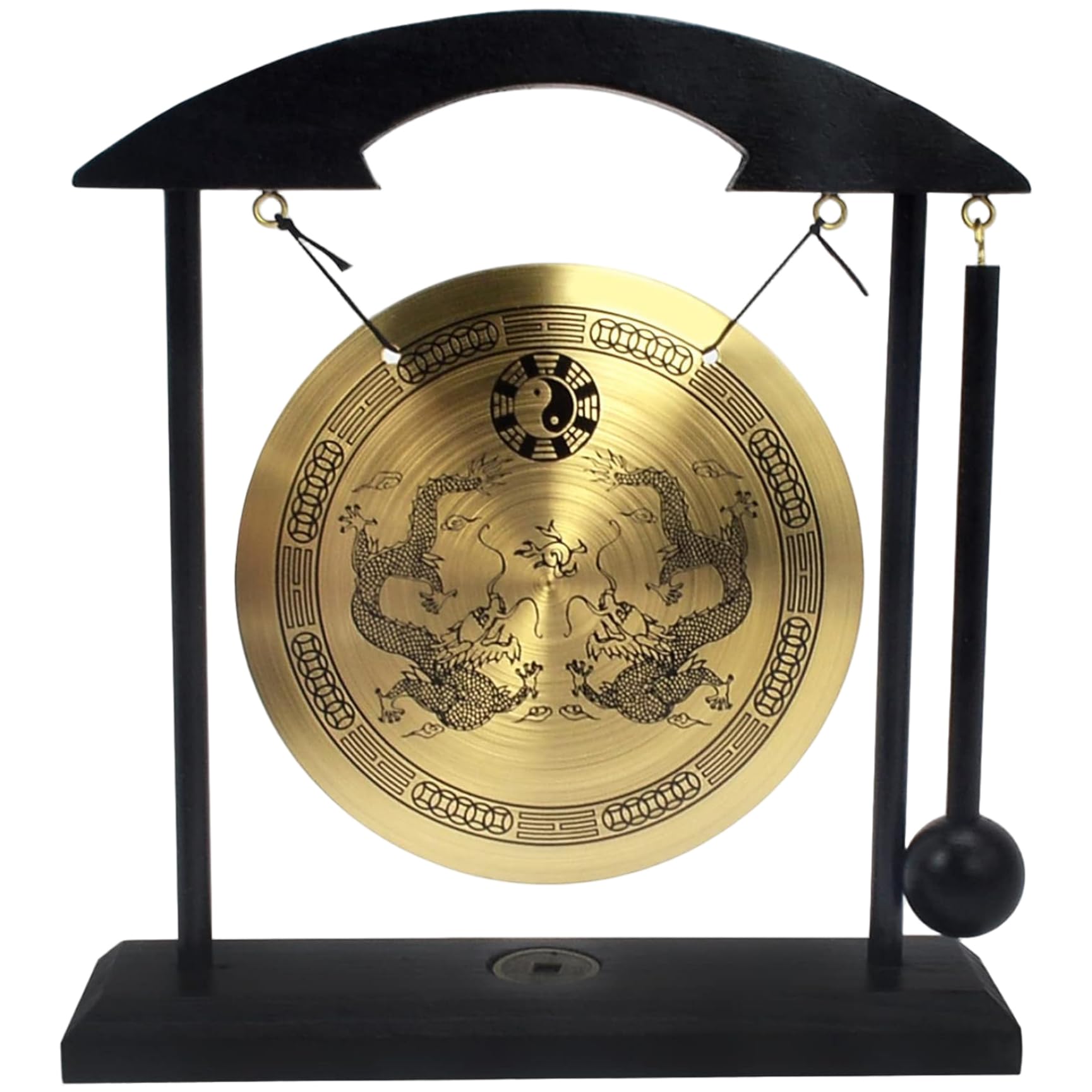 Gong de bureau en laiton avec support déco Feng Shui 20cm - 8