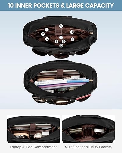 Miniatura 2 de LOVEVOOK Bolsa para mujer, para computadora portátil, grande, con múltiples bolsillos y cierre superior, para profesoras, enfermeras y