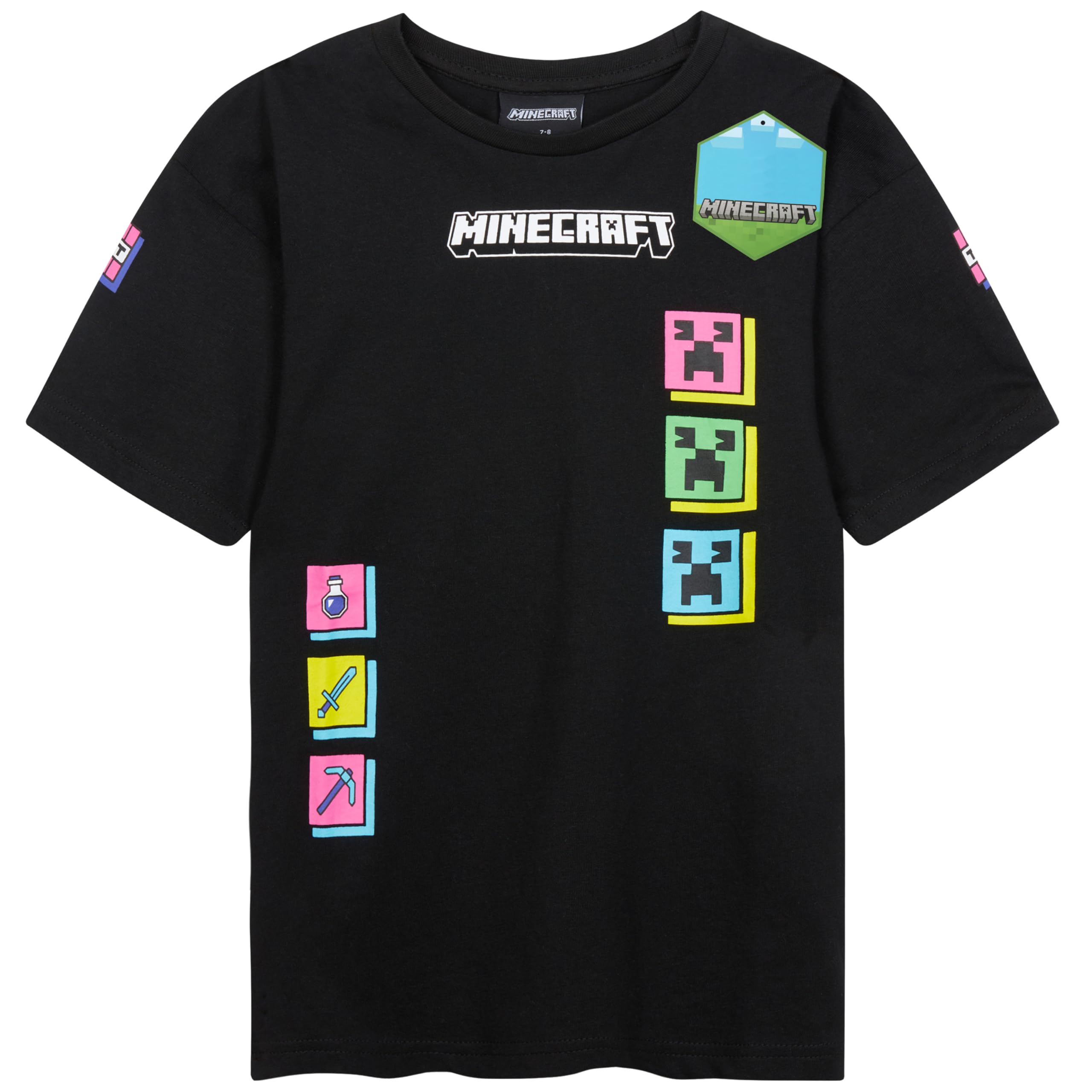 Minecraft Boy's T-Shirt - Black - Size 7-8 Years