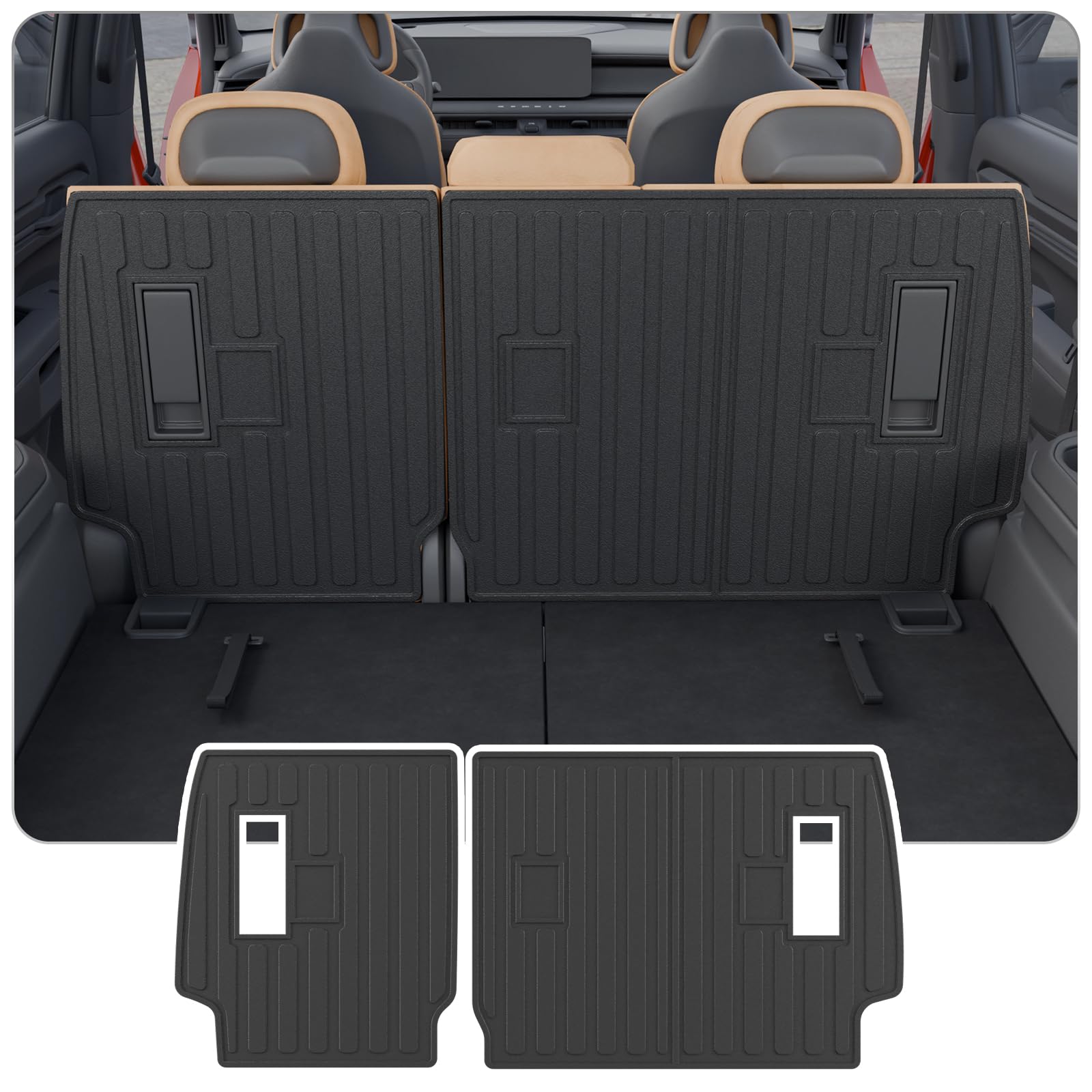 Thinzyou Back Seat Cover Protector Compatible with 2021-2025 2026 Kia Sorento 6&7 Seats Kick Mats Cargo Mat Cargo Liner TPE All Weather Trunk Liner 2024 Sorento Accessories (2nd Row Backrest Mats)