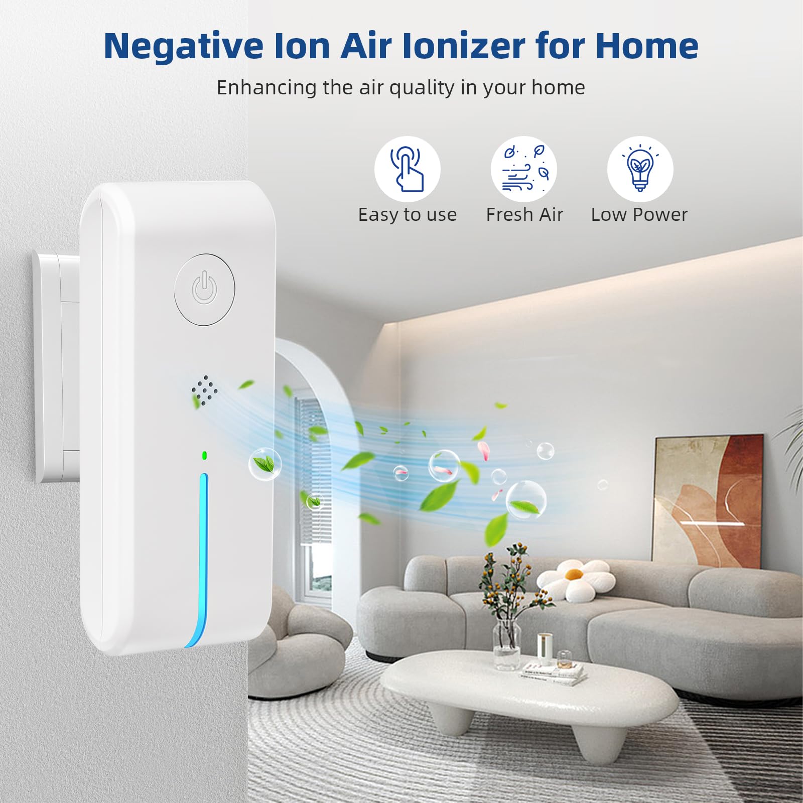 Confezione di 6 ionizzatori d'aria plug-in, ionizzatore d'aria per la casa, purificatore d'aria con luce notturna, ionizzatore d'aria mobile senza filtro, mini pulitore d'aria portatile per la casa