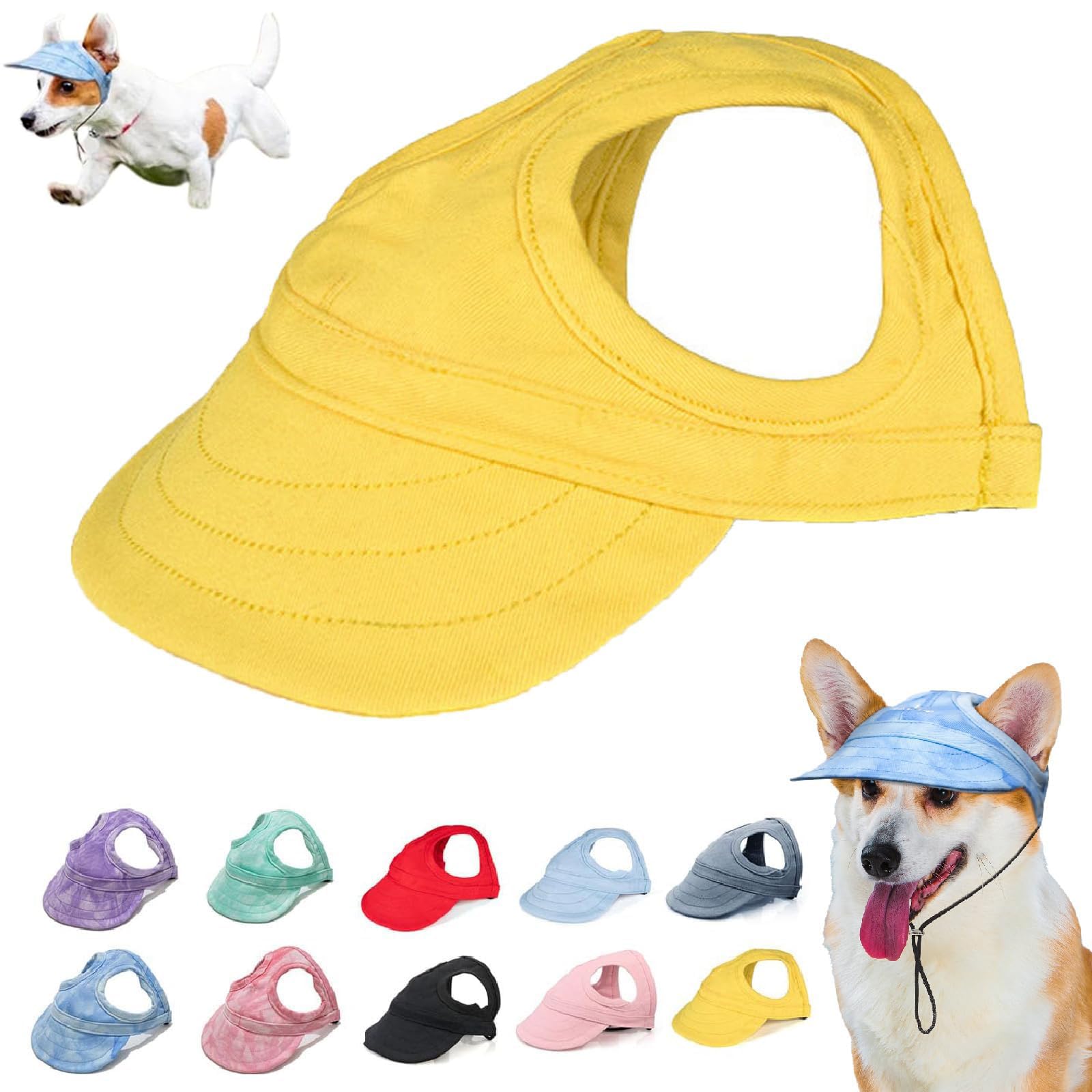 LXCJZY Outdoor Sun Protection Hood for Dogs,Adjustable Dog Sun Protection Baseball Hat Cap, Pet Baseball Cap Outdoor Sports Sun Hat with Ear Holes (D, S)