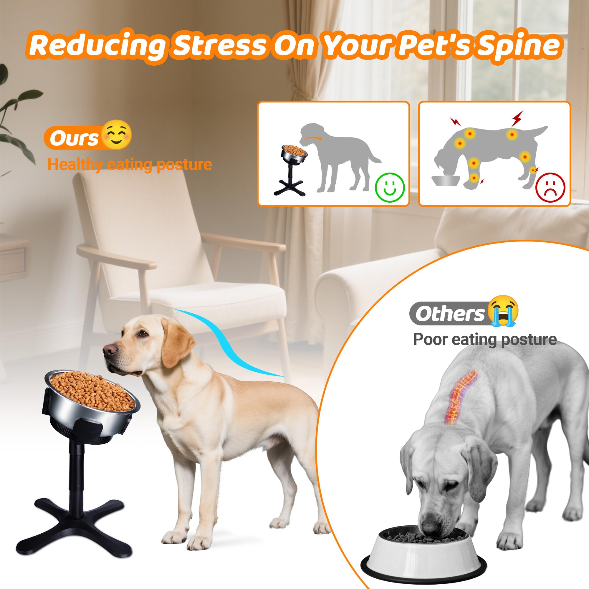 Soporte de alimentación elevado ajustable para perros, 3 alturas y astucia de azulejos, compatible con cuencos de alimentación Moost, ideal para perros medianos y grandes (no incluye cuenco) (paquete