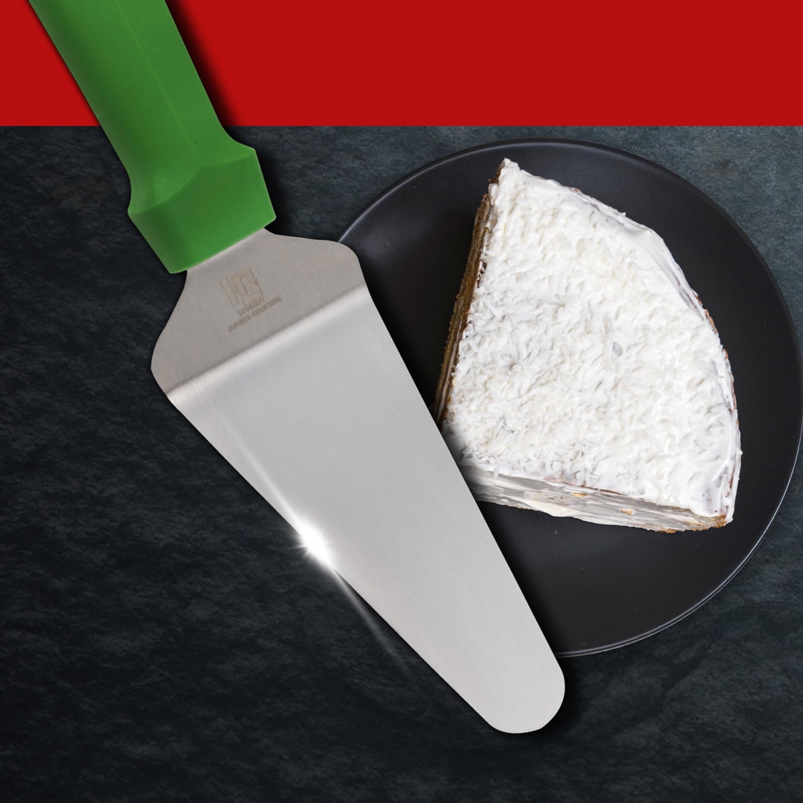 HS 10 Inch Professional Kitchen Triangle Cake Server with Medium Handle, Pie Server Cake Holder Transfer Triangular Stainless Steel Spade Spatula, Japanese Grade SUS420J2 for Home and Commercial Use 2