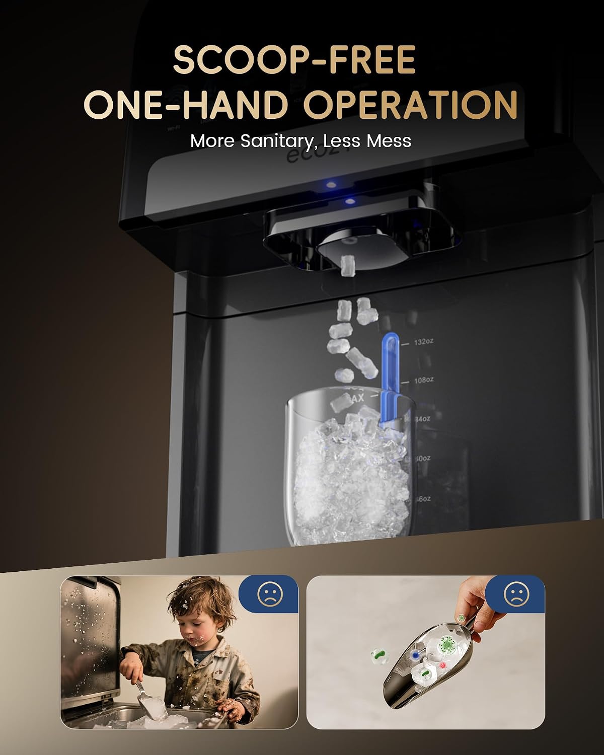 ecozy Nugget Ice Maker Dispenser Countertop, 2-in-1 Pebble Ice Machine & Water Dispenser with App Control, Sonic Crushed Ice Makers with Self-Cleaning, TDS Monitor, Measured Dispensing, 33 Lbs/Day thumbnail