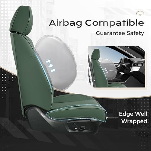 Miniatura 164 de Coverado - Fundas para asientos delanteros de automóvil, 2 piezas - Cojín de piel Nappa, protectores impermeables de ajuste universal para sedanes