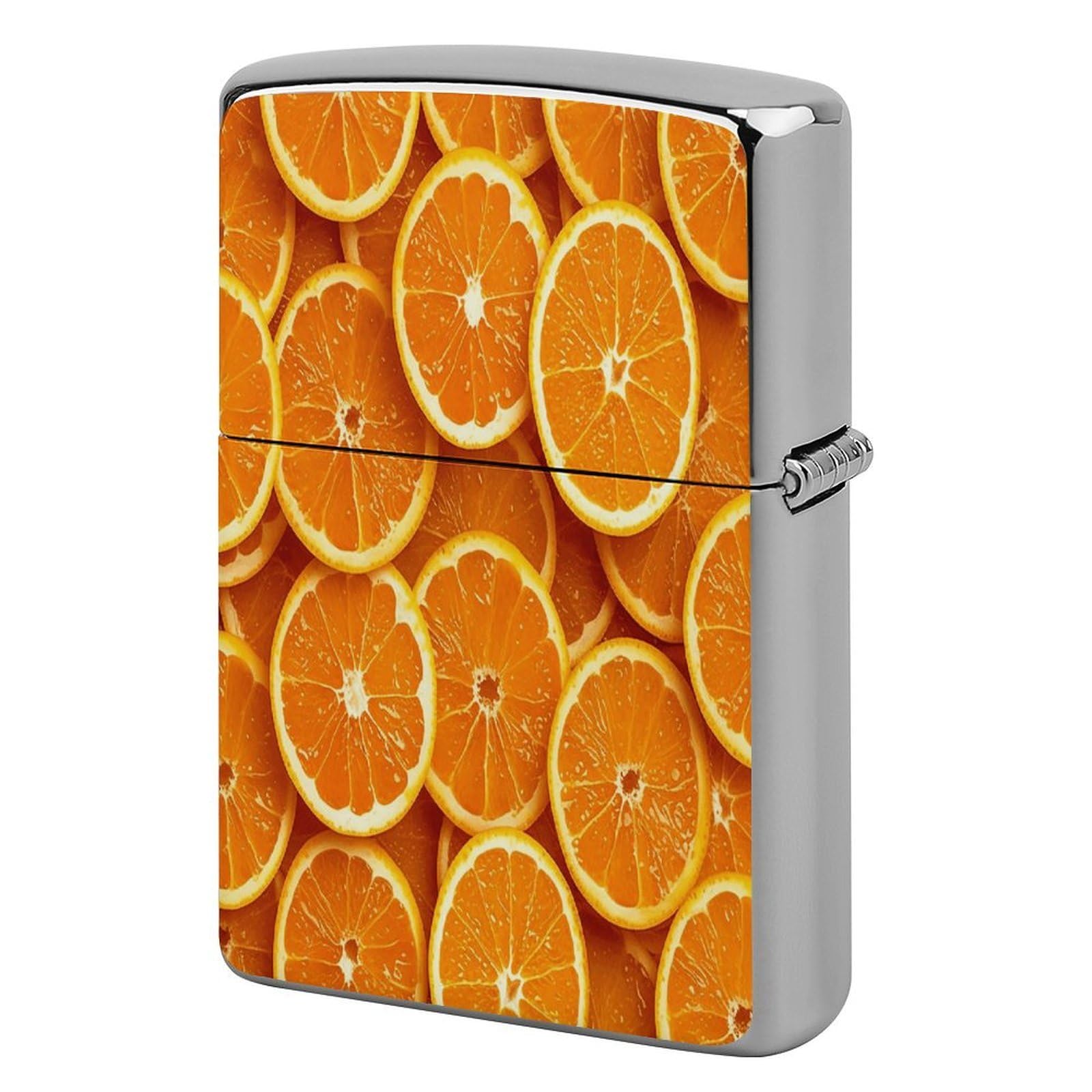Fekiloot Style Orange Slices Lighter Case Cover Metal Lighter Case