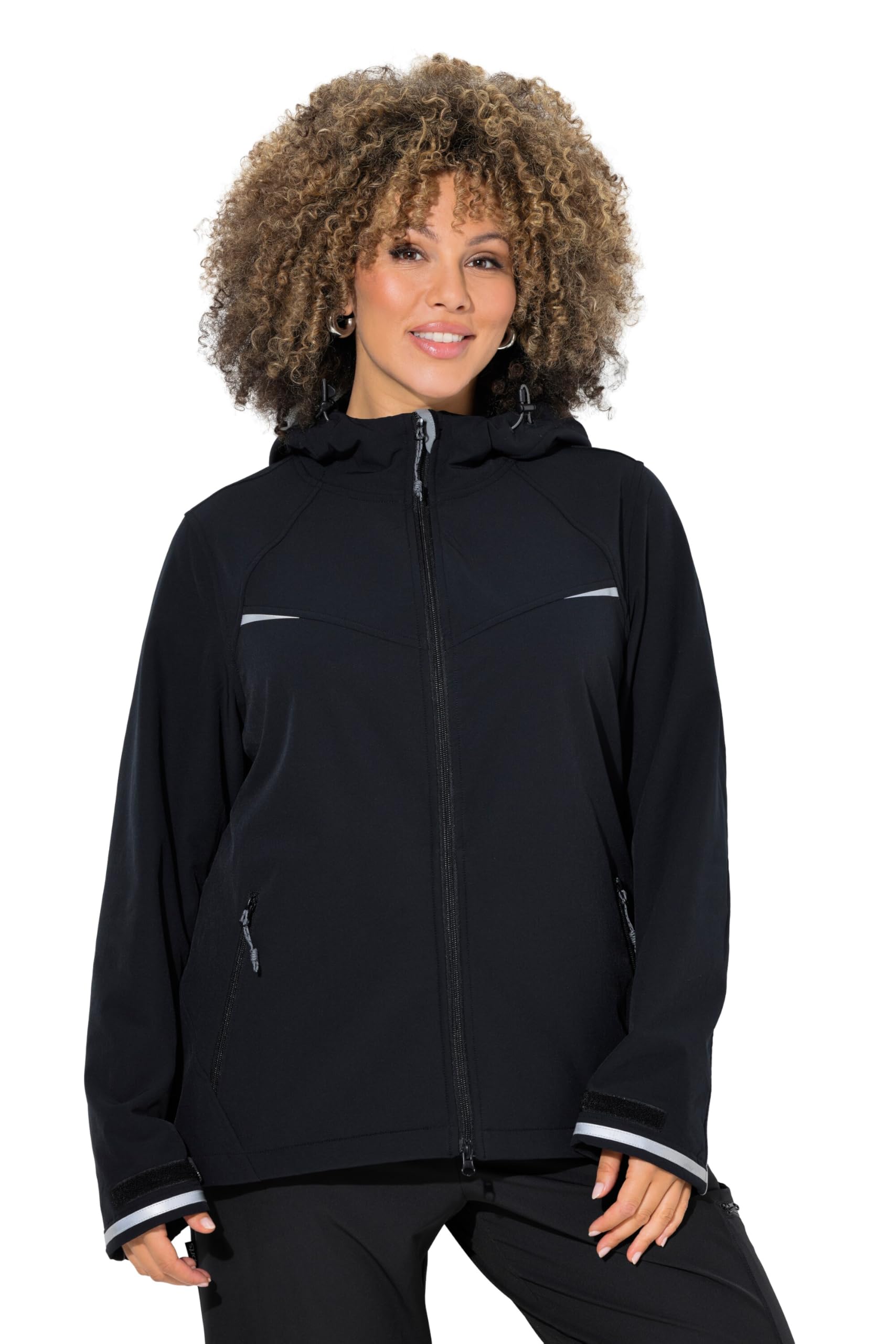 Ulla Popken Damen große Größen Übergrößen Plus Size Softshell-Funktionsjacke, wasserabweisend, Kapuze 843209