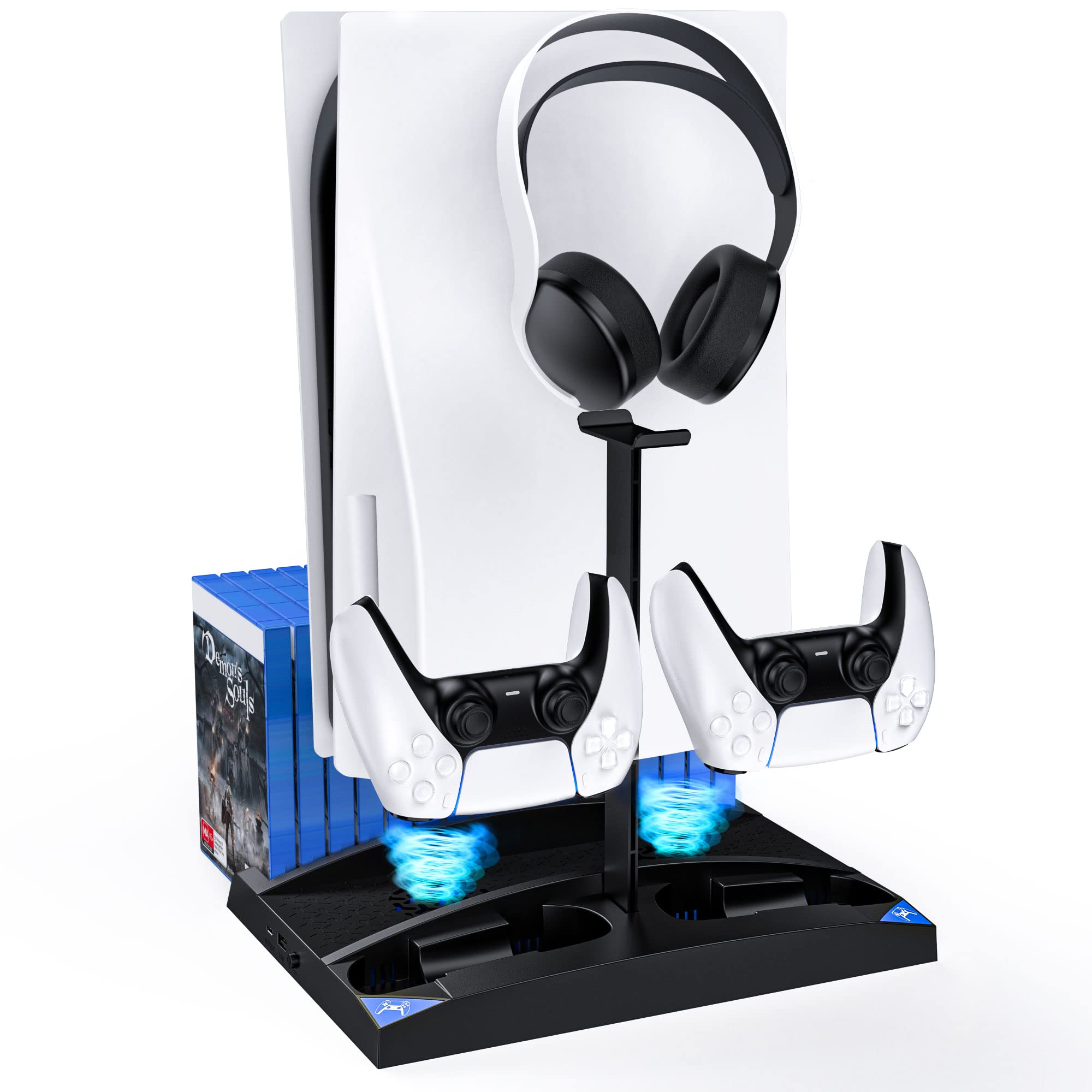 NexiGo Upgraded Vertical Stand with Cooling Fans for PS5 Disc & Digital Editions, Dual Controllers Charger, Built-in Game Storage and Headset Holder, 17 Game Rack Organizer, Black (B08V4SB343) Amazon Price History, Amazon Price Tracker