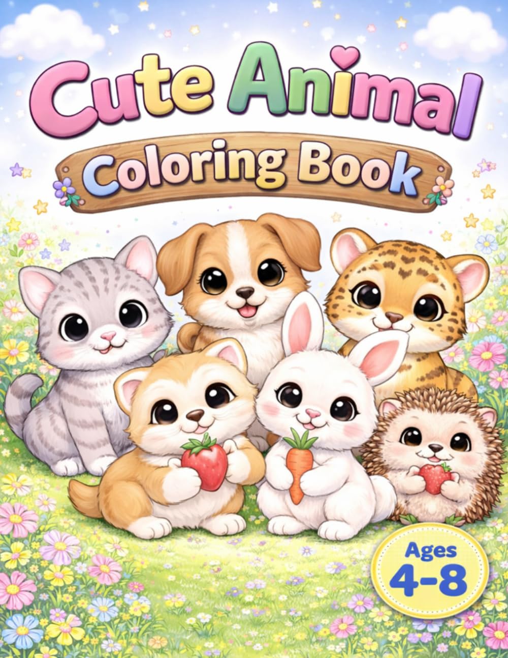 Cute Animal Coloring Book for Kids Ages 4-8: Simple and Easy Cute Animals with Big Bold Lines for Toddlers and Preschool Kids