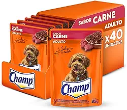 Pack Ração Úmida Champ Sachê Cães Adultos Sabor Caseiro Carne 85g - 40 unidades