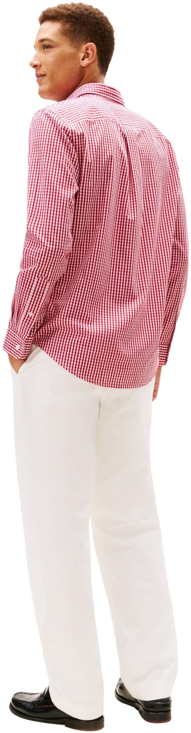 Tommy Hilfiger Flex Poplin Big Gingham RF Shirt Mw0mw41713 Koszula L/S, czerwona (Medium Red/Plaid), L męska, Czerwony (średni czerwony/w kratkę), L