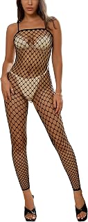 Bommi Fairy Damen Sexy Dessous Bodystockings Netz Strapshemd Streifen Bodysuit Mesh Stretch Clubwear Öffnungs-Leggings Jumpsuit