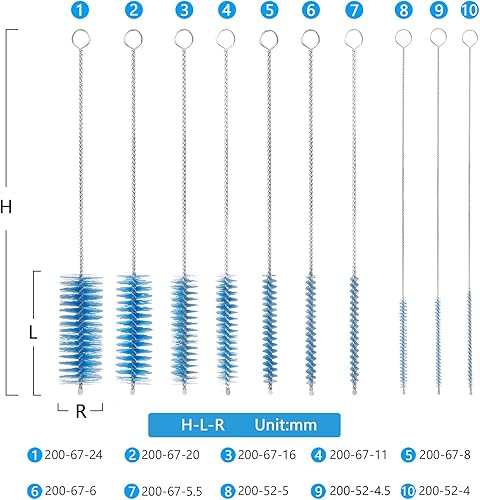 Vista 70 de CiaraQ Cepillos de limpieza de botellas, juego de cepillos de tubo de nailon de 8 pulgadas, limpiador para botellas de cuello estrecho, tazas