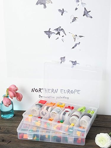 Miniatura 6 de Paquete de 2 cajas organizadoras de plástico transparente de 18 rejillas con divisores (2 unidades, 18 rejillas no ajustables)