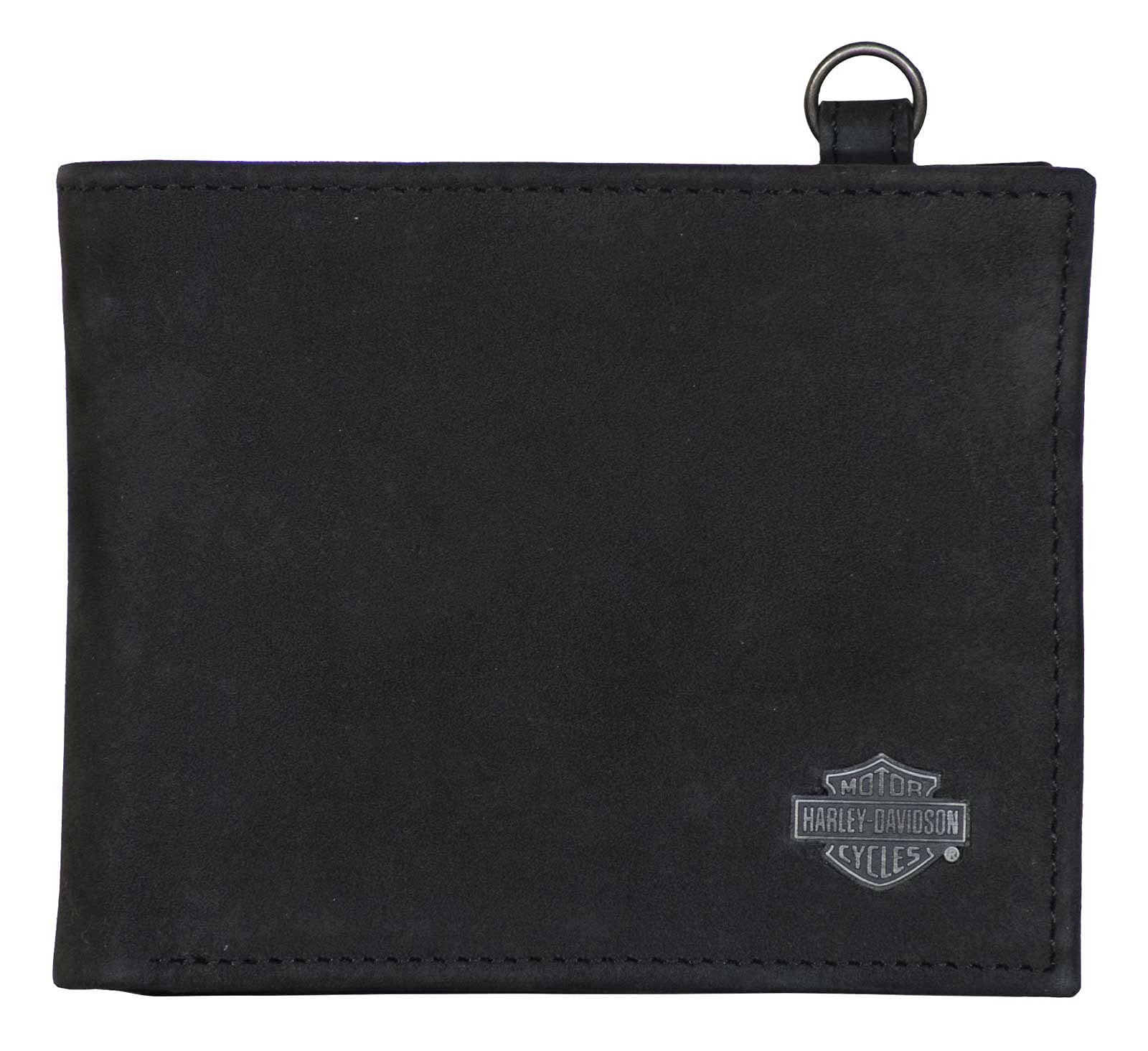 Harley-Davidson Men's B&S Bi-Fold Leather Wallet w/RFID Protection - Black
