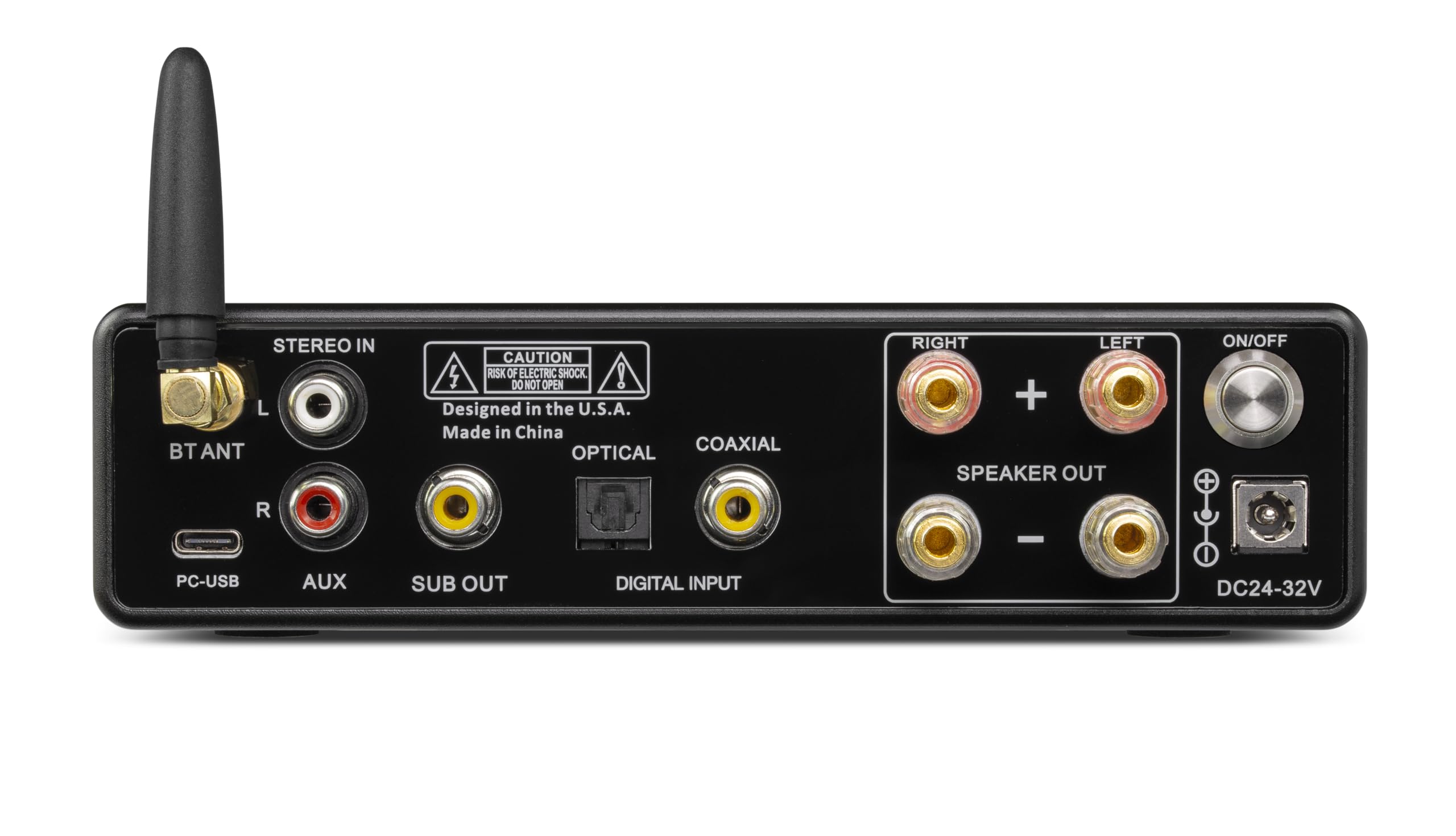 Dynavox DA-200 HiFi Verstärker, kompakter Class-D Stereo-Digitalverstärker mit BT 5.0, USB-DAC, optisch & koaxial, Subwoofer Out, edles Aluminiumgehäuse, ideal für PC-Audio & Musikstreaming, schwarz