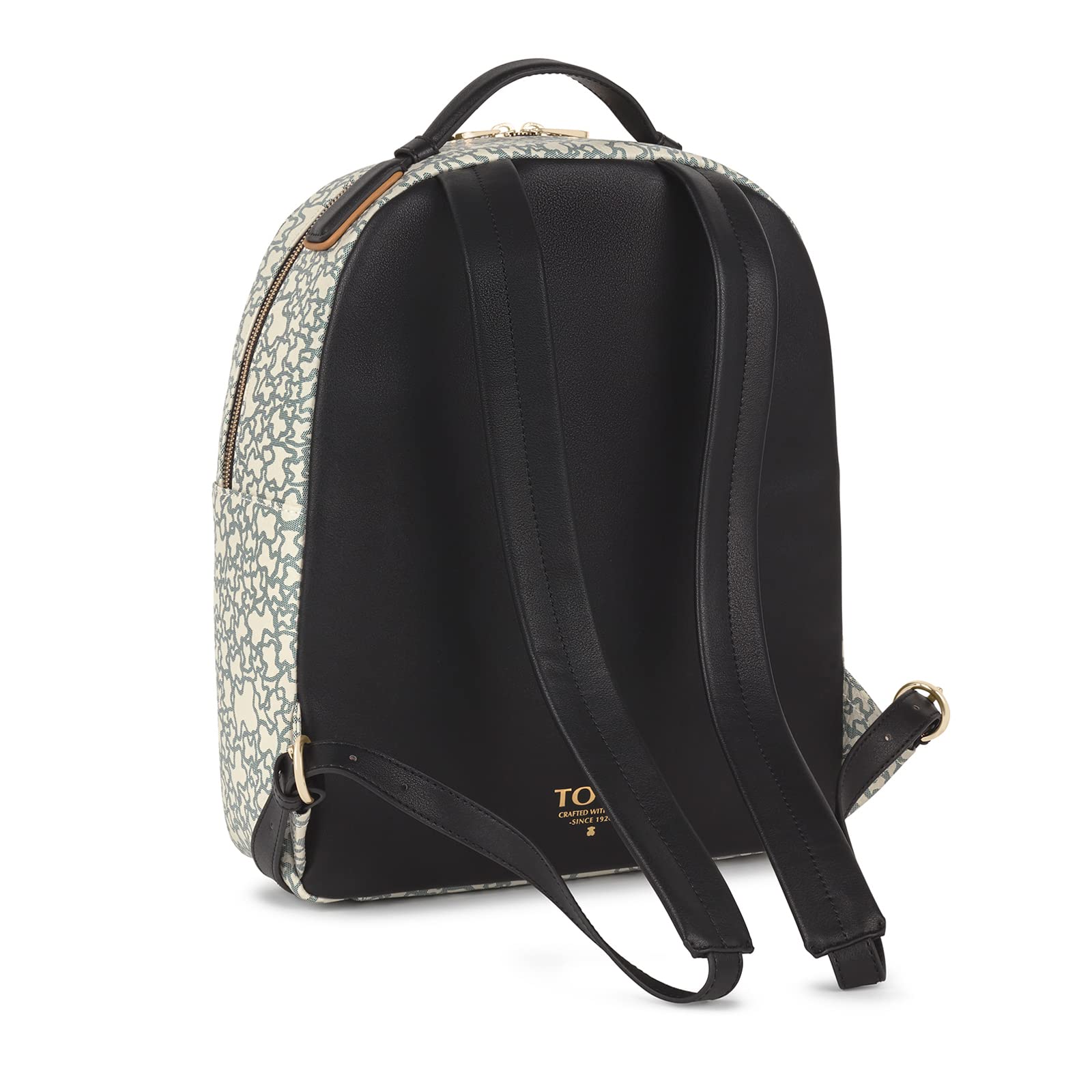 TOUS Mochila de Vinilo con Estampado Kaos en Beige y Negro, Para Mujer, Medidas 39x30,5x12,5 cm, Colección Kaos