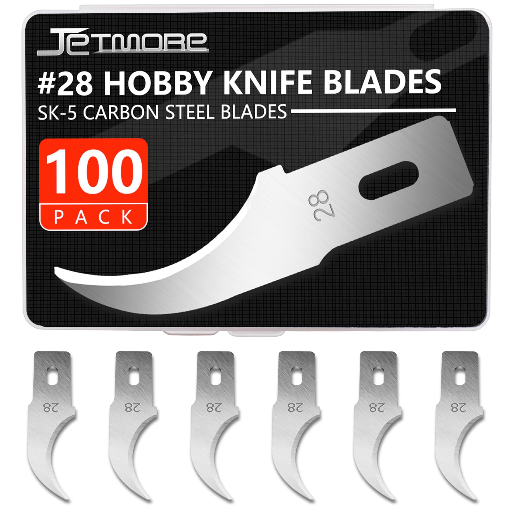 100 Pack Exacto Knife Blades #28, Hobby Knife Blades, Craft Knife Blade Replacement Blade with Storage Box for Craft Scrapbooking Supplies Caving Stencil