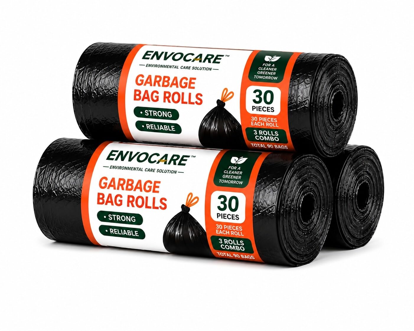 ENVOCARE Garbage Bags | Medium | 90 Count (30 Bags x 3 Rolls) | 19 x 21 Inches | For Dry & Wet Waste | Black | Leak-Proof & Tear Resistant Dustbin Bags | Kitchen, Office & Home-image-36