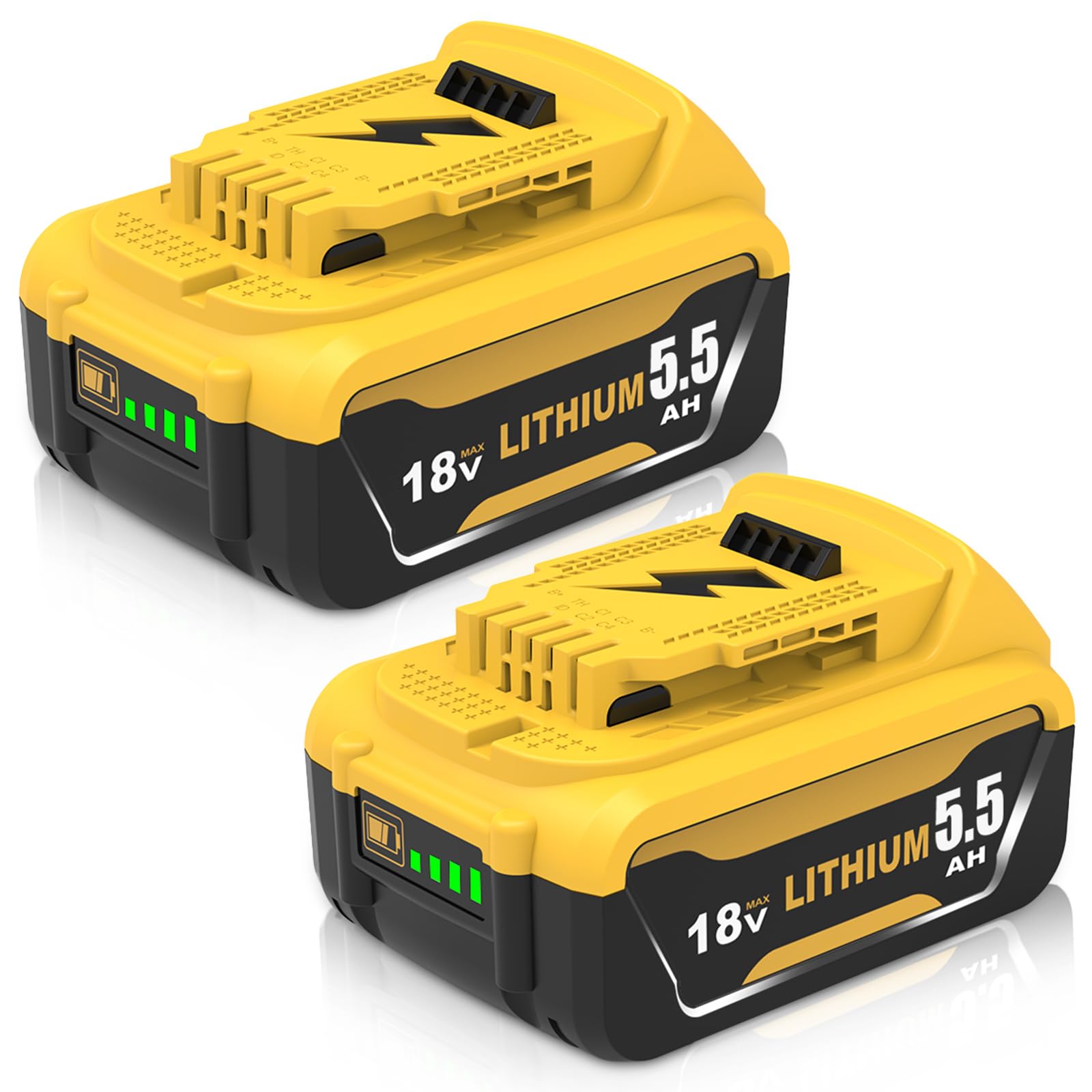 2X 5.5Ah Remplacement pour Dewalt Batterie 18V Compatible mit DCB184 | DCB182 DCB180 DCB200 DCB181 DCB201 DCB204 avec Indicateur LED pour Outils Électriques sans Fil Chantier Bricolag