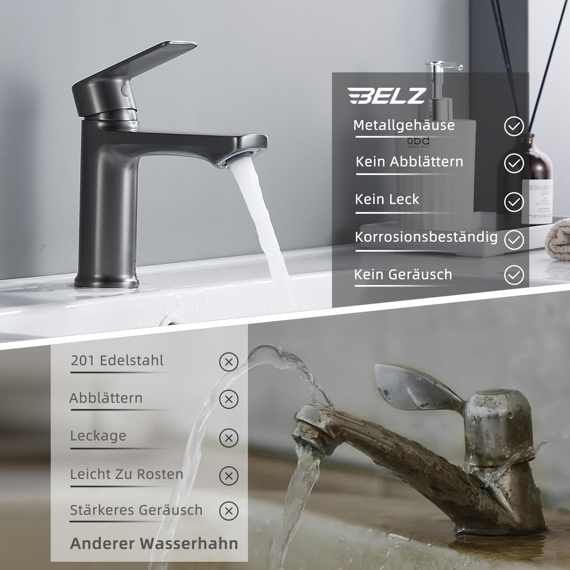 Produktbild von Goldener Wasserhahn Bad Wasserhahn Bad Waschtischarmatur Armatur Badezimmer Mischbatterie Für Wasserhahn Gold