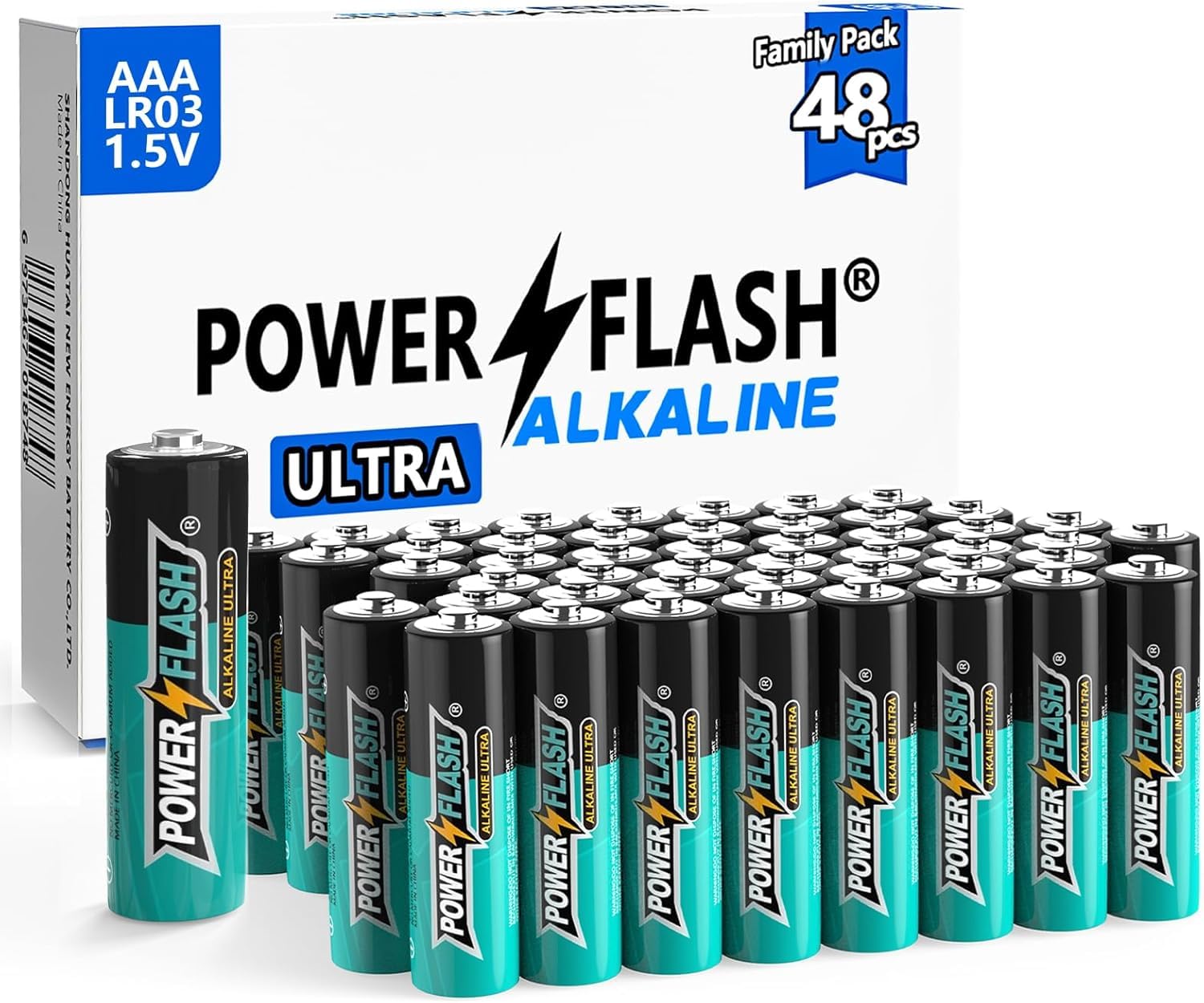POWER FLASH Alkaline AAA48 Batteries 1.5V Batteries