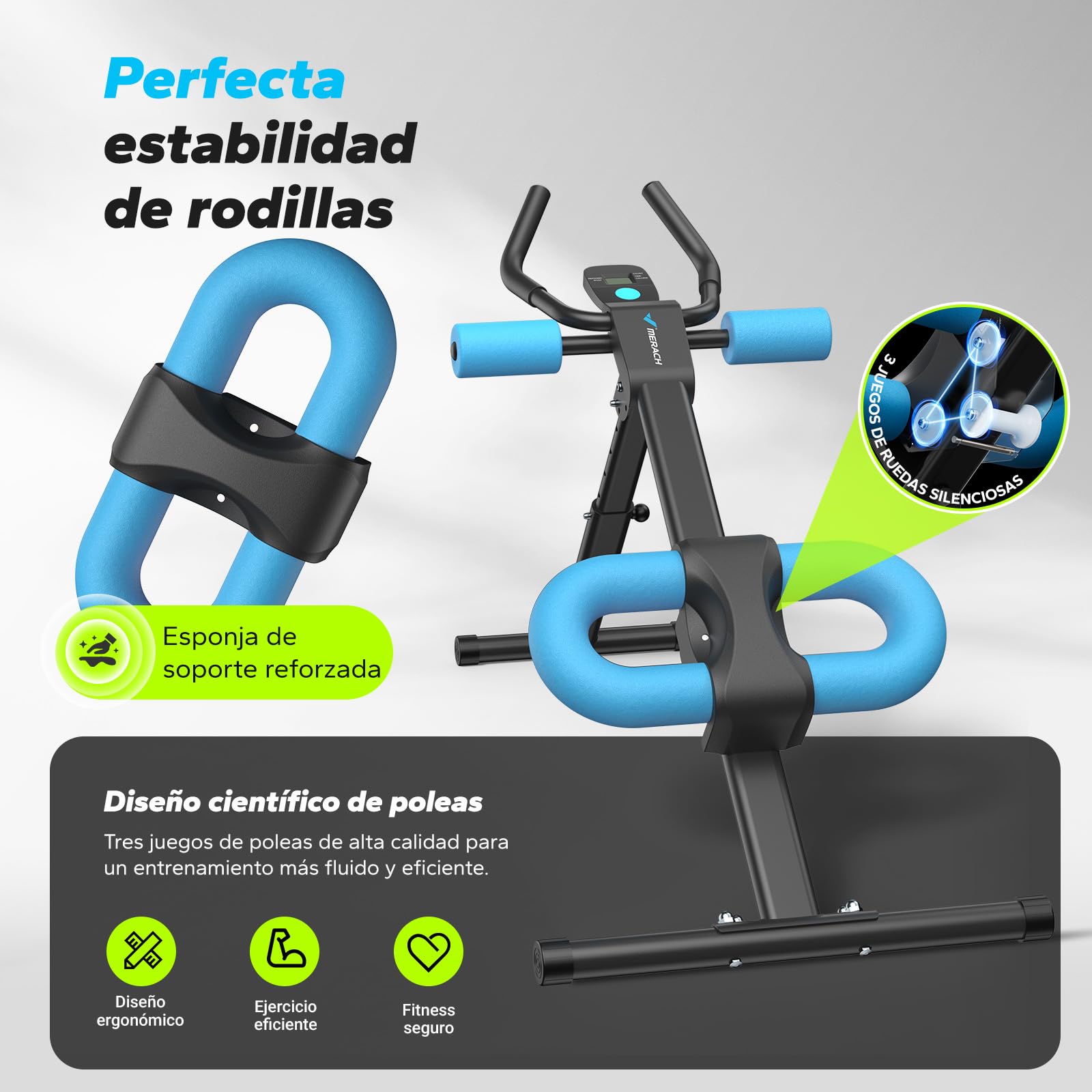 MERACH Entrenador de Abdominales, Entrenador de músculos Abdominales para el hogar, Dispositivo de Entrenamiento Multifuncional para Entrenamiento de Cuerpo Completo