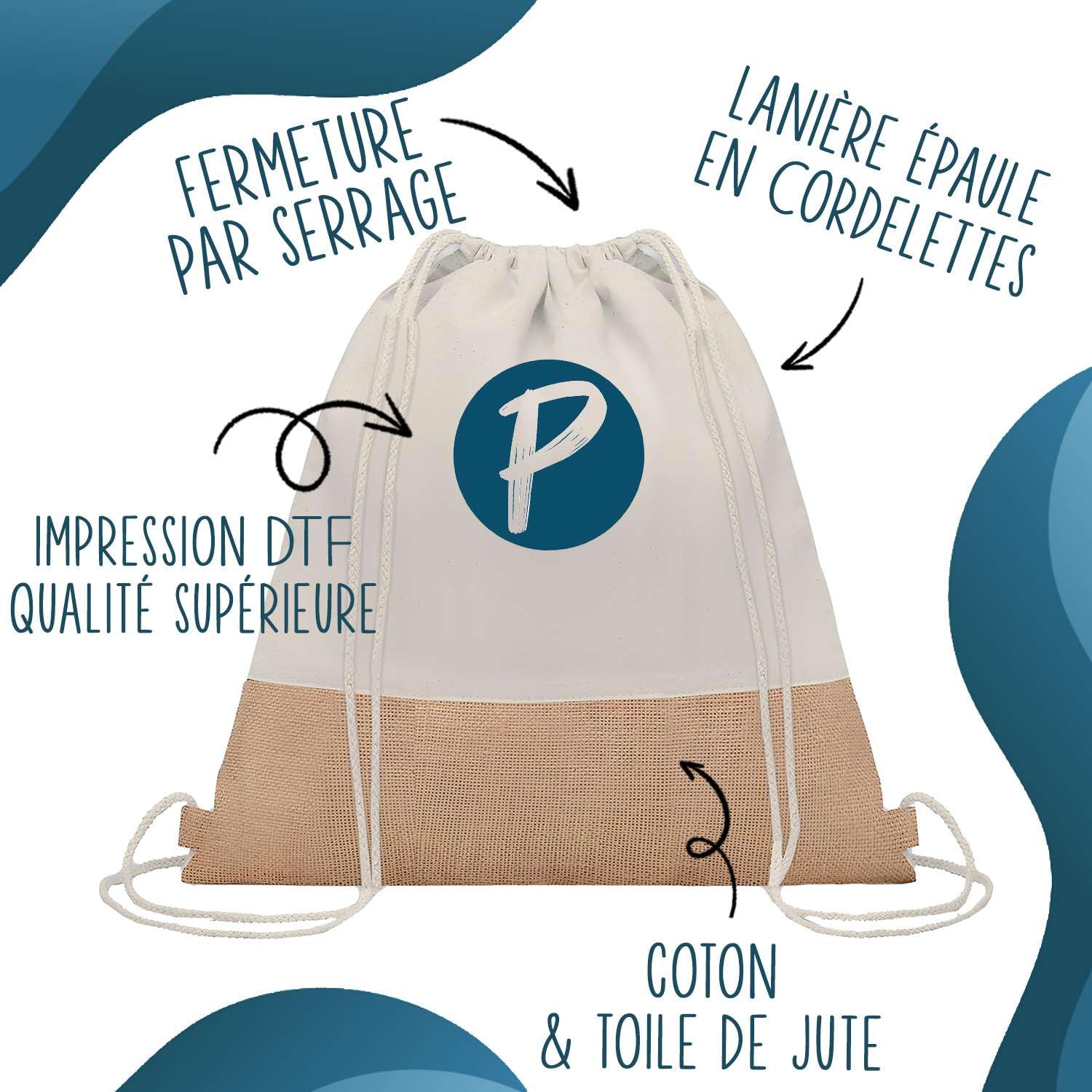 Planetee Sac à dos toile et jute Un Gendarme Formidable | Sac de Sport et Gym avec cordelettes | Idée Cadeau Collègue Noël Anniversaire | Sac Doudou