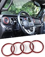 Vista 13 de Savadicar - Accesorios de interior negros - Cubierta de anillo de rejilla de ventilación de aire acondicionado para Jeep Wrangler JL JLU 4XE