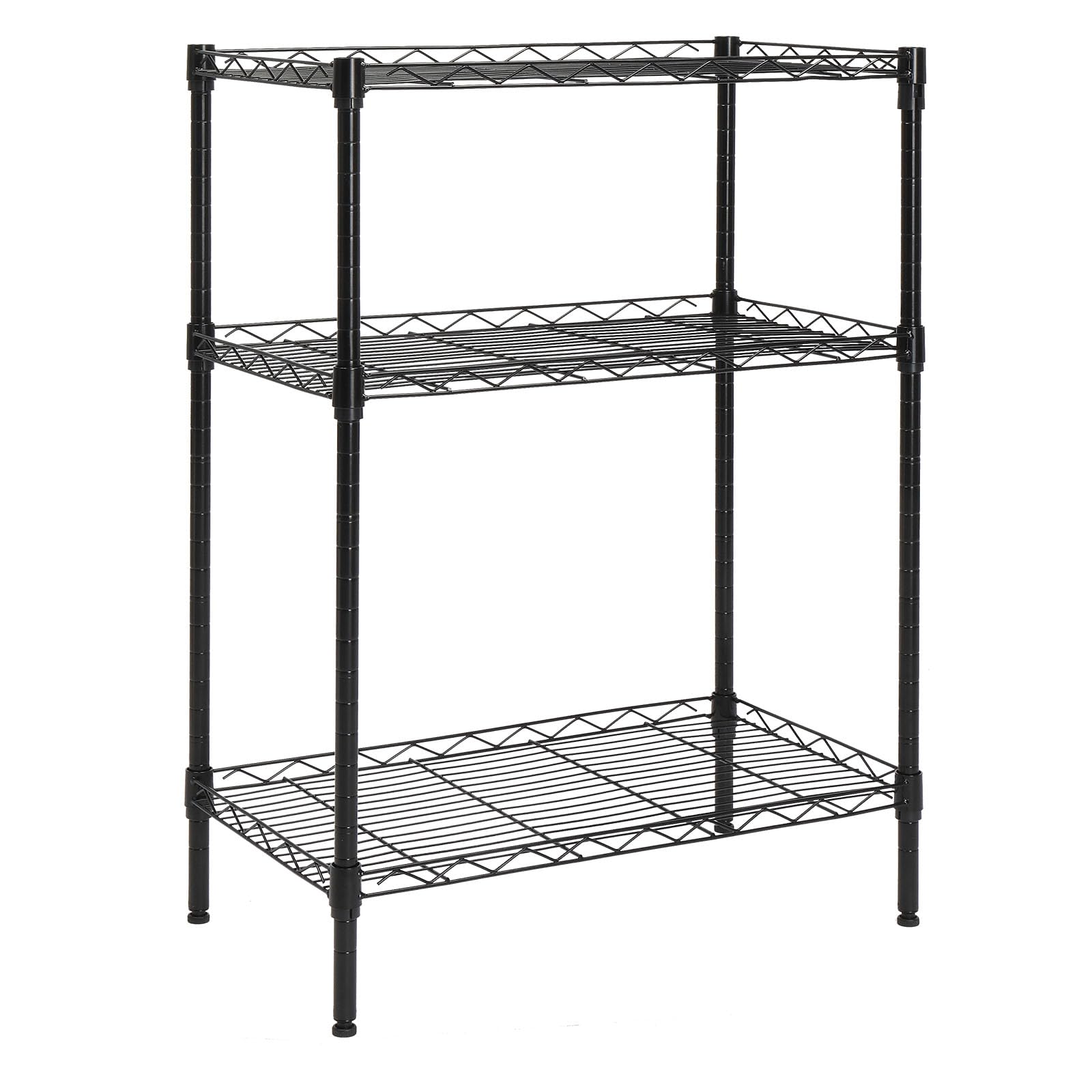 Bonnlo 3-Tier Metal Shelving Unit - Adjustable Storage Rack, for Kitchen Shelves, Pantry, Bathroom & Garage Storage, 90kg Capacity, 59x34x80cm(Black)