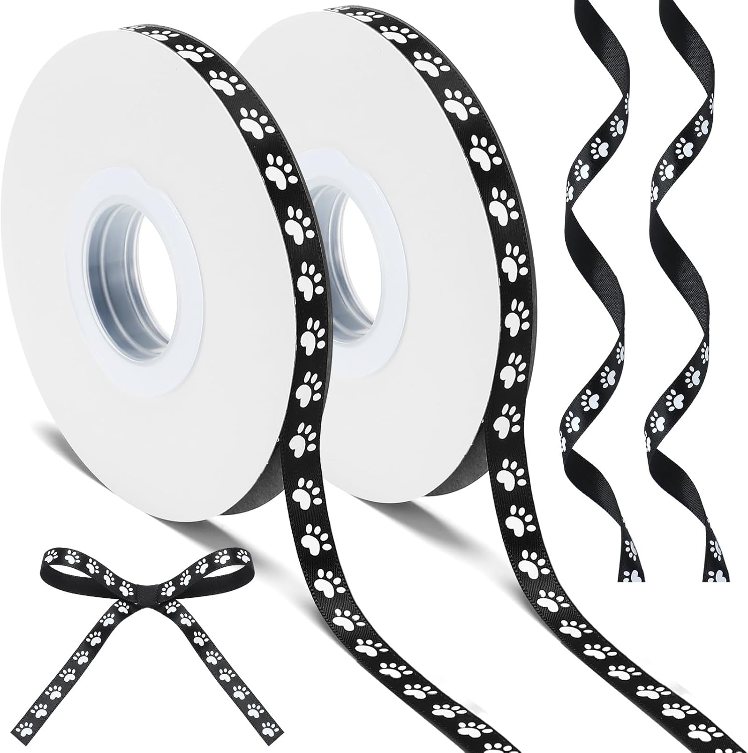 Amazon.com: WILLBOND 2 Rolls 3/8 Inch by 50 Yard Paw Print Ribbon Dog ...
