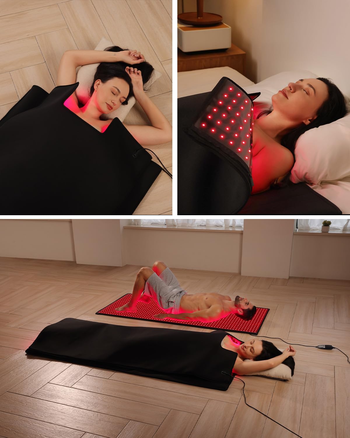MEGELIN Bolsa de terapia de luz infrarroja roja para todo el cuerpo, manta terapia luz roja, 180 x 80 cm, 2520 LED para terapia de luz roja de cuerpo completo en casa