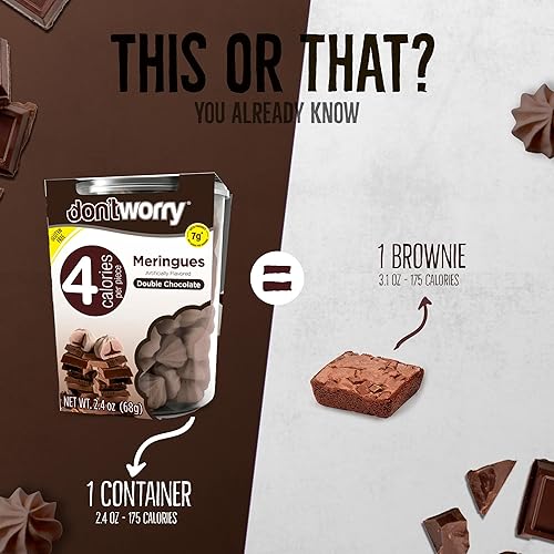 Miniatura 5 de DON'TWORRY Snacks saludables, merengues ligeros con solo 4 calorías, paquete de 4 sabor a avellana y chocolate sin azúcar, aperitivos sin gluten,