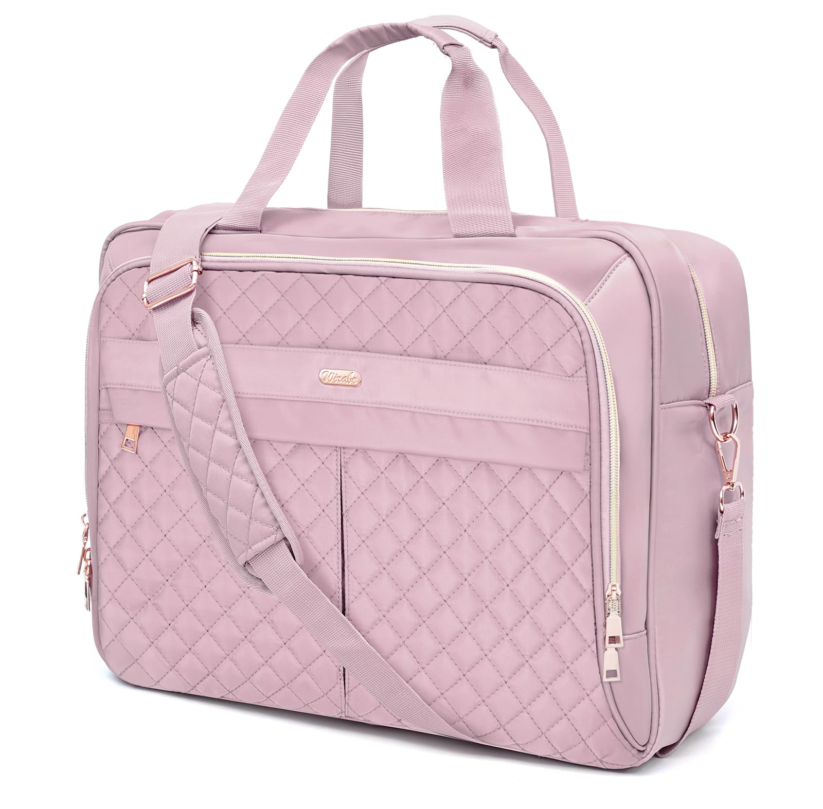WIRABO 17.3 Inch Laptop Bags for Women, Briefcase for Women Messenger Bag Shoulder Computer Bag Business Work Teacher Office Travel Waterproof Men Pink