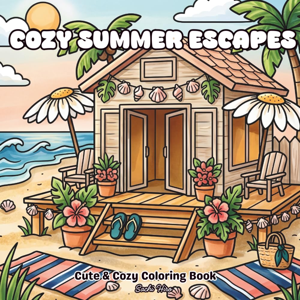 Cozy Summer Escapes Coloring Book: Cute and Cozy Coloring Pages Featuring Ice Cream Cafés, Seaside Bakeries, Lemonade Stands, and Sweet Summer Escapes (Calm Moments)