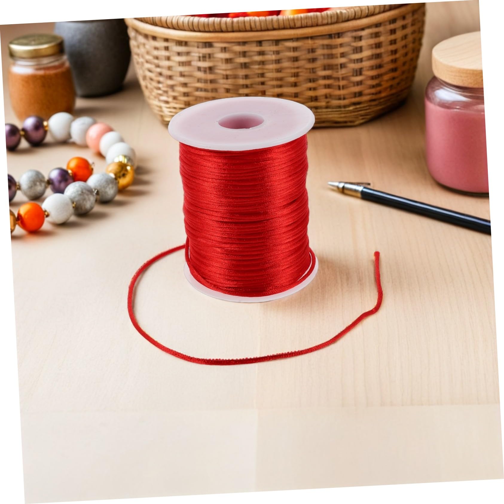 NUOBESTY 4rotoli Cordino di Poliestere Cerato per Braccialetti Infilatura di Cordini per Perline Creazione di Gioielli Accessori per Campanelli Eolici Lavori Artigianali