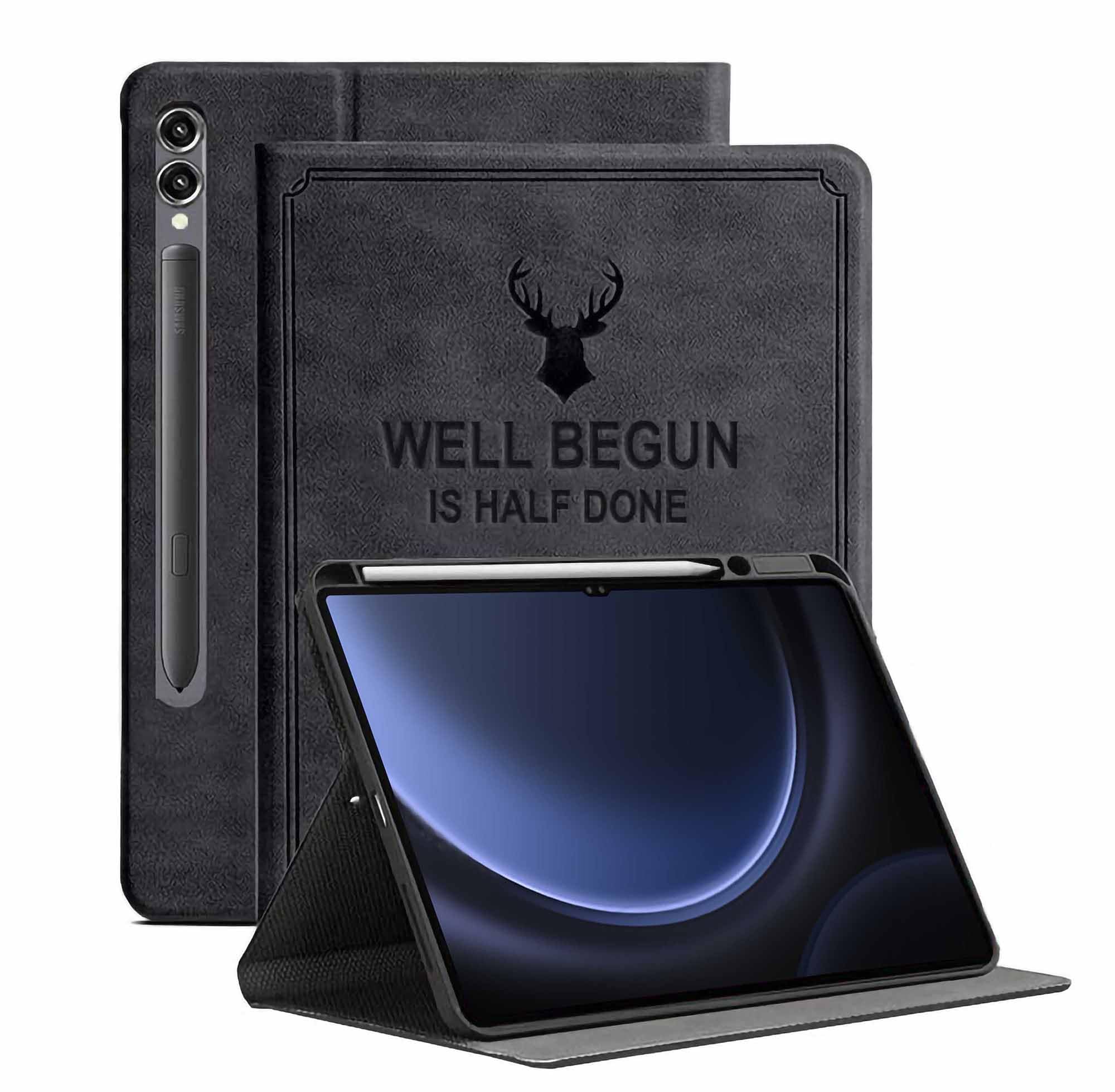 Amazon Basics Cover for Samsung Galaxy Tab S9 Plus/S9 FE+/S10+ 12.4" Cover Case, Deer Smart Flip case Cover for Samsung Galaxy Tab S9 Plus/S9 FE Plus/S10+ 12.4 inch, with S Pen Holder, Black-image-12