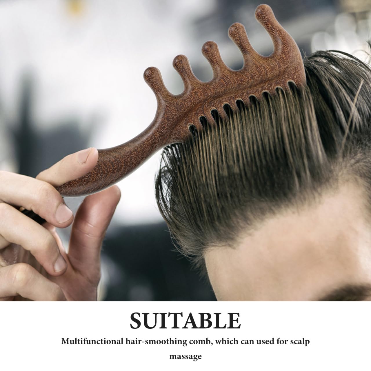 FOMIYES 2Pcs Wooden Scalp Massage Comb Brush for Scalp Massaging Wide Tooth Wooden Hair Comb for Relaxation and Hair Care Natural Wood Material