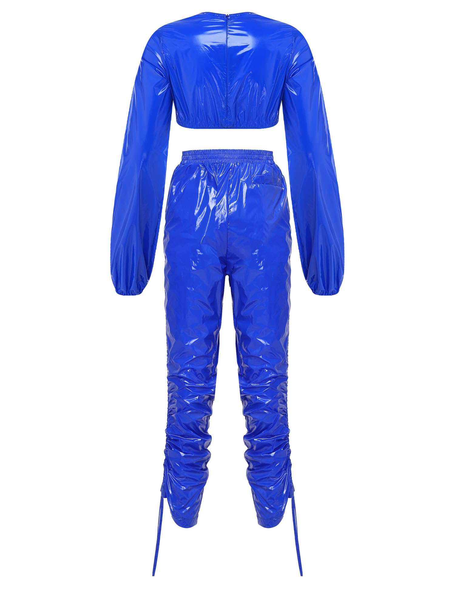 Kaerm Damski strój do sauny Crop Top spodnie do joggingu zestaw sportowy