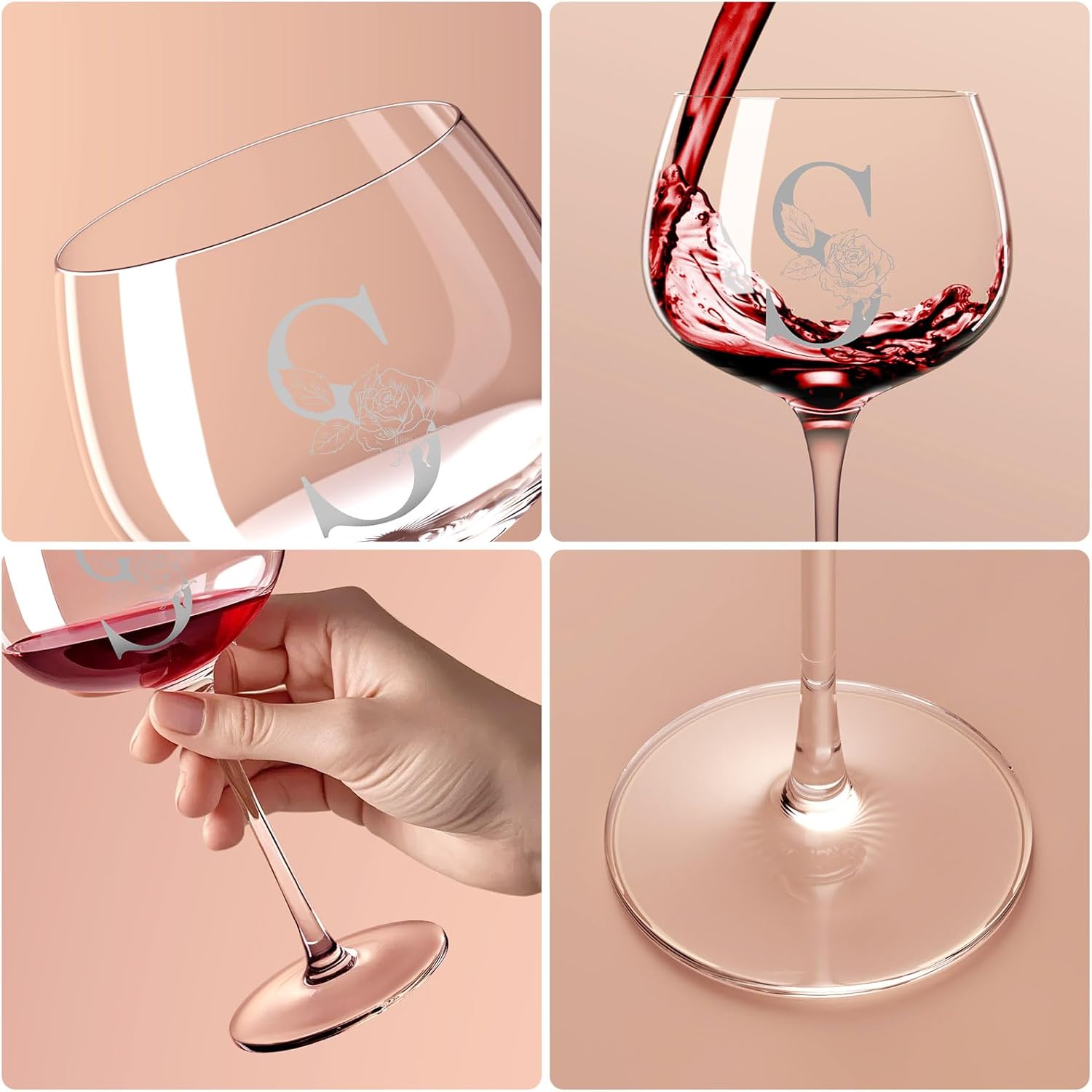 Valentines Day Gifts for Her, Initial A-Z Wine Glass Customized Gift For Women, Personalized Galentines Mothers Day Christmas Birthday Gifts for Women Her Mom Best Friend Sister Wife Sister (S) - Image 4