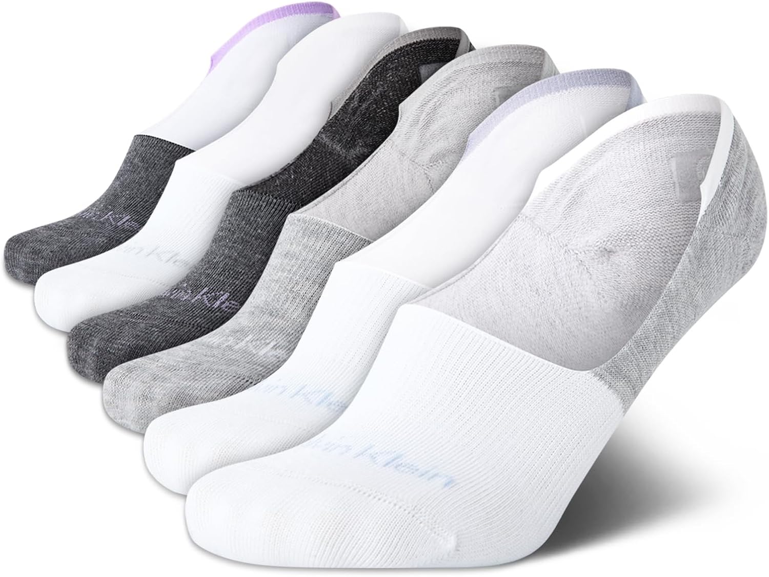 Calvin Klein Womens No Show Socks - 6 Pack Lightweight Cotton Blend Invisible No Slip Sneaker Liners Athletic Socks for Women