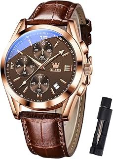 Men's Waterproof Chronograph Watch Leather Strap Quartz Wris