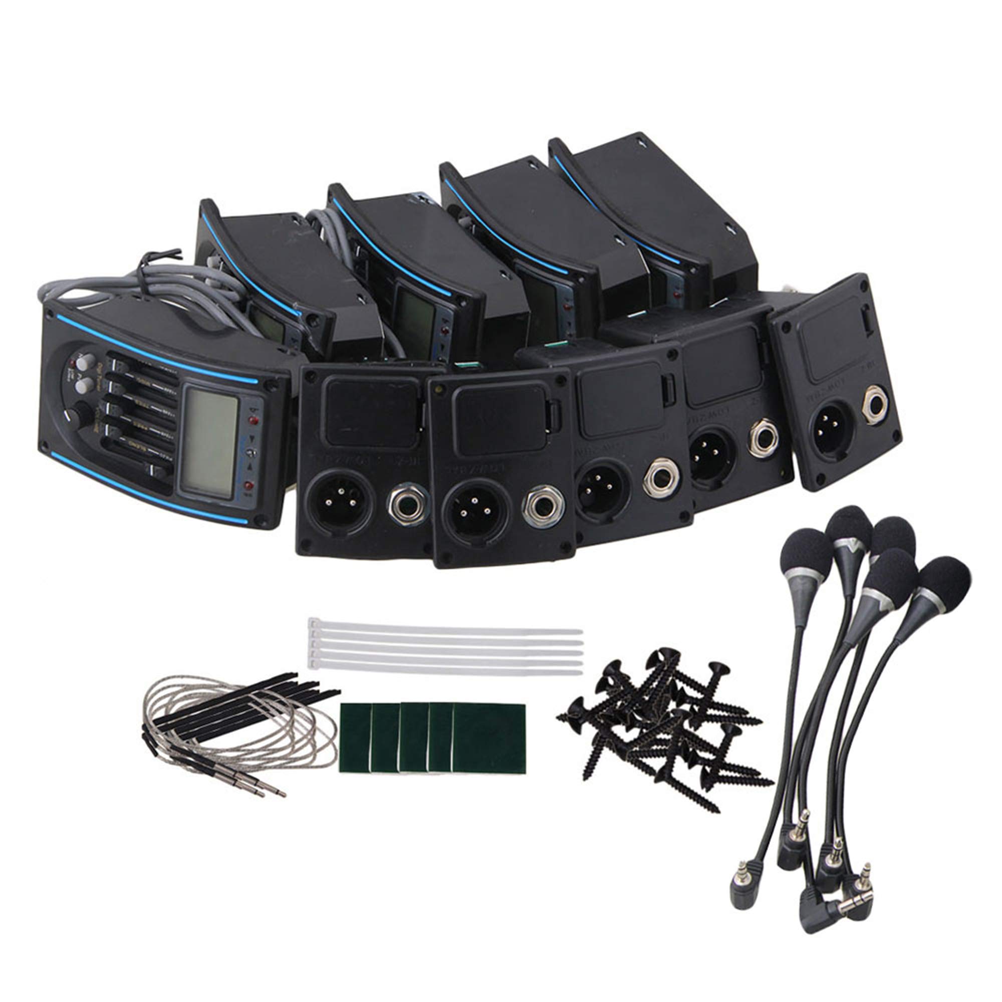 BQLZRBlack RK-4M Acoustic 5-Band EQ Equalizer Preamp Piezo Pickup with LCD Tuner & Microphone Pack of 10