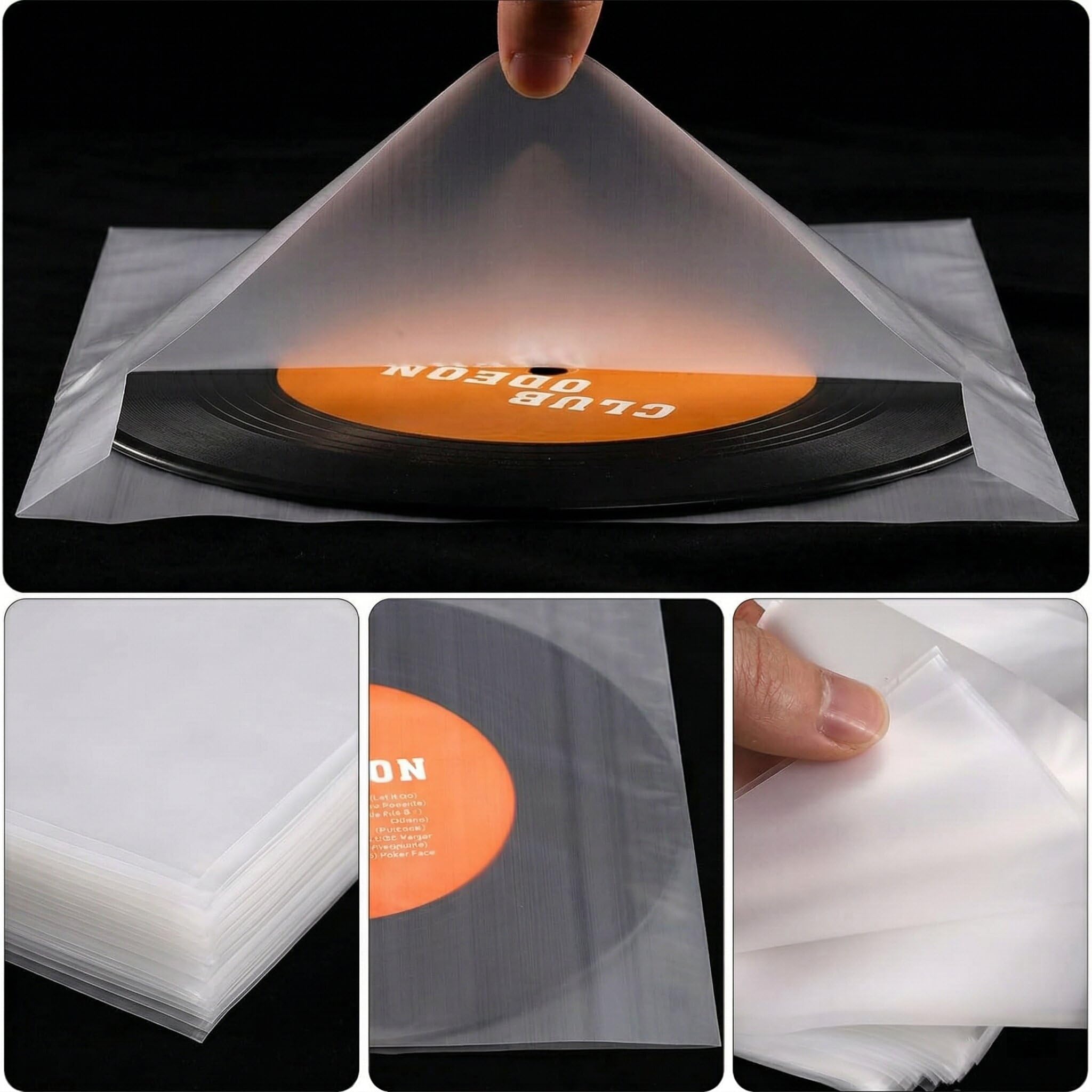 100 Pezzi Piazza Buste Vinili 33 Giri, Protezione Antistatica per Dischi Vinile, Vinyl Sleeves Trasparenti, Custodie Plastiche per Vinili da 12 Pollici