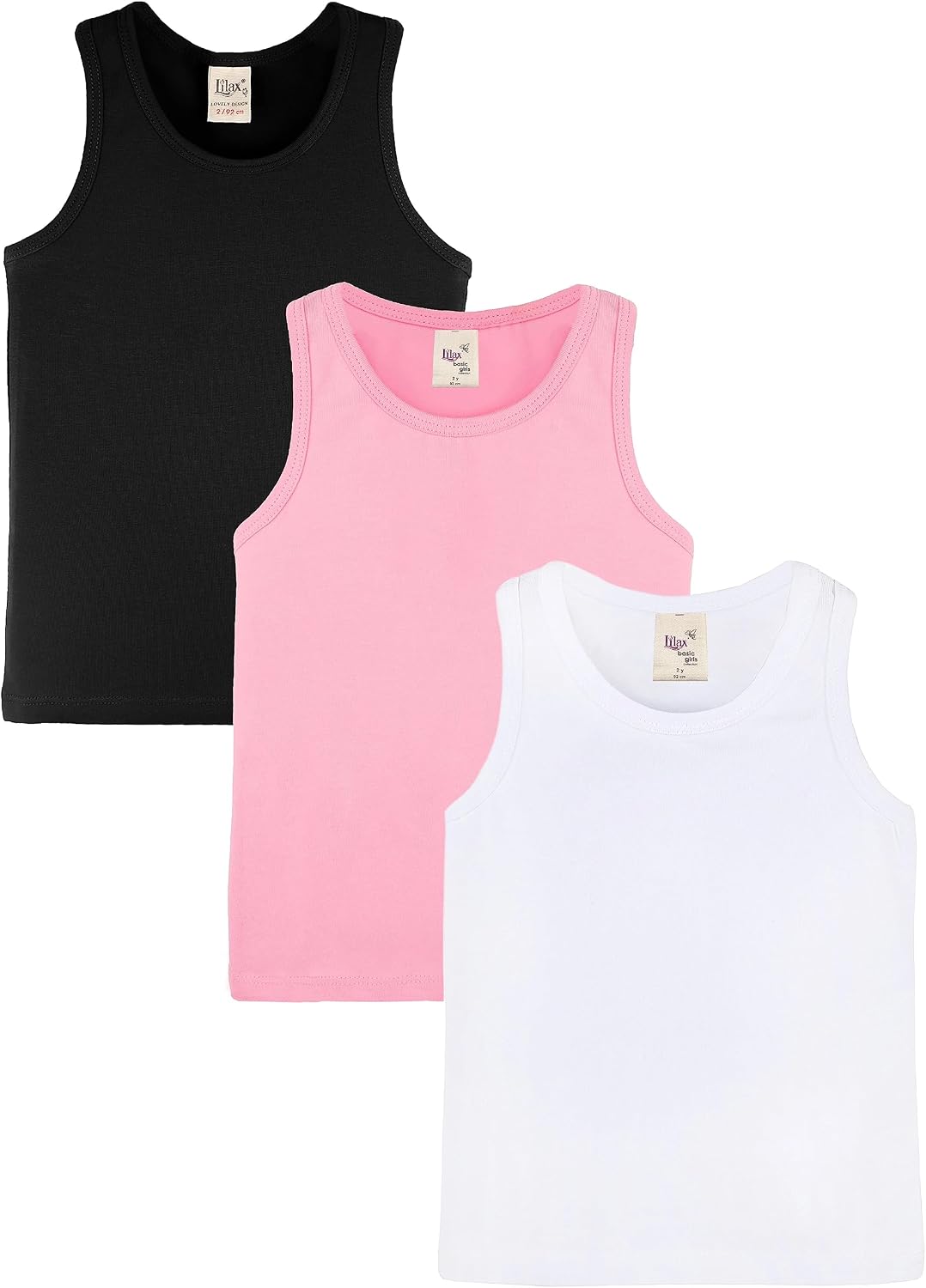 Lilax Girls' 3 Pack Racerback Tank Top Colorful Multipack