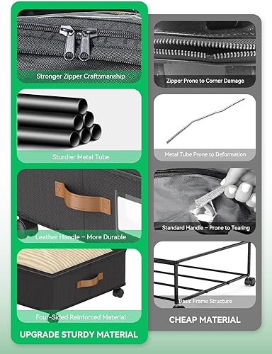 Miniatura 7 de Paquete de 2 unidades de almacenamiento debajo de la cama con ruedas, contenedores escalables para guardar zapatos debajo de la cama, organizador de