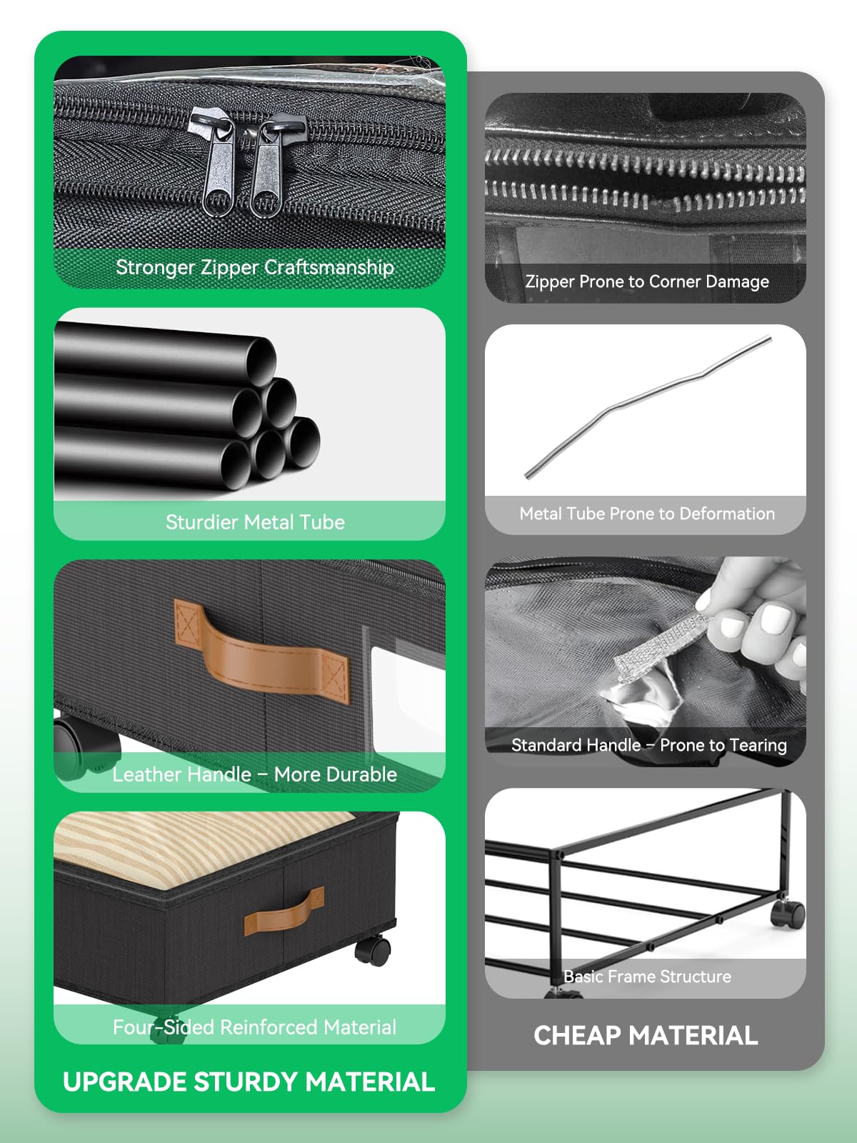 Paquete de 2 unidades de almacenamiento debajo de la cama con ruedas, contenedores escalables para guardar zapatos debajo de la cama, organizador de ropa y organizadores de muebles de 7
